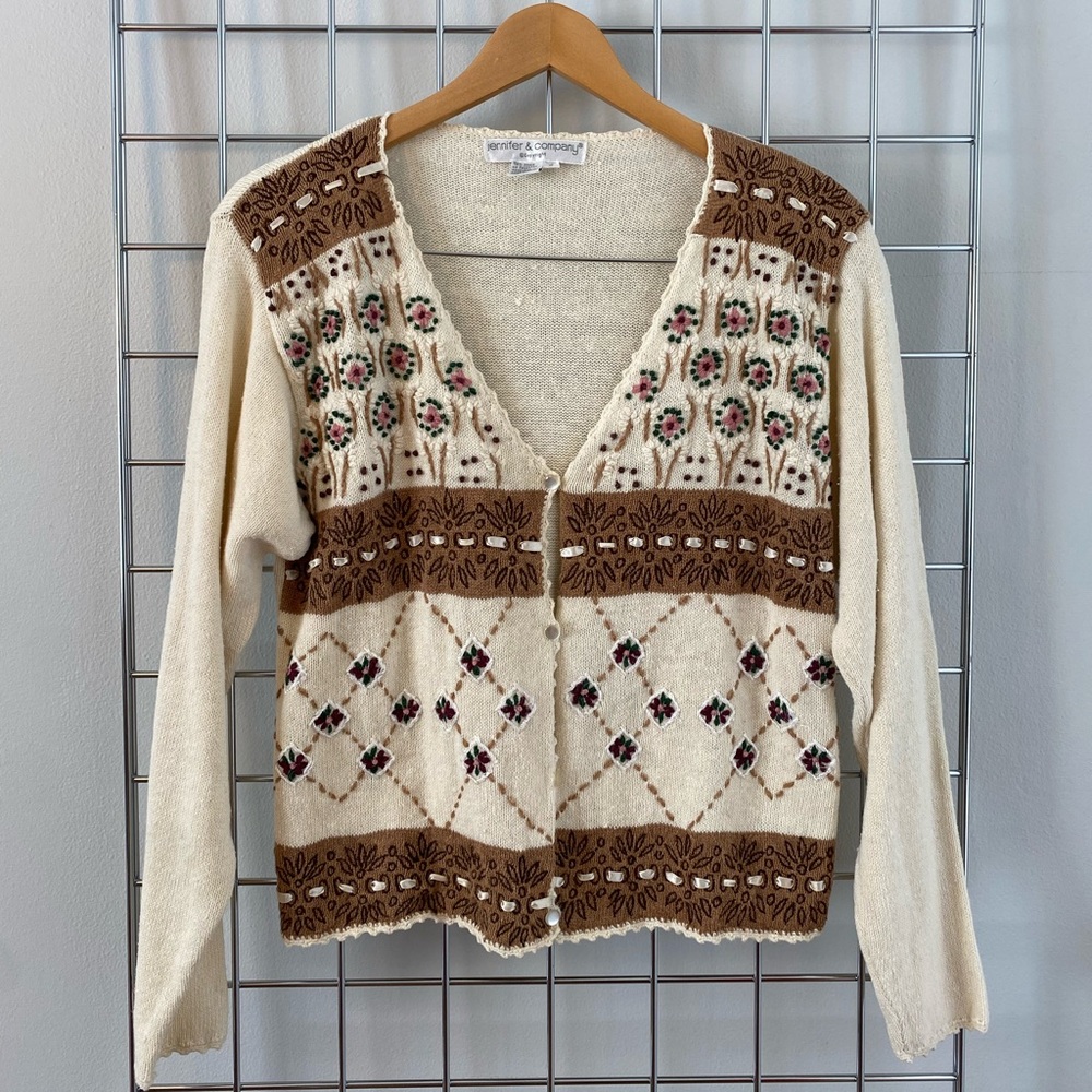 Vintage Jennifer and Company embroidered cardigan
